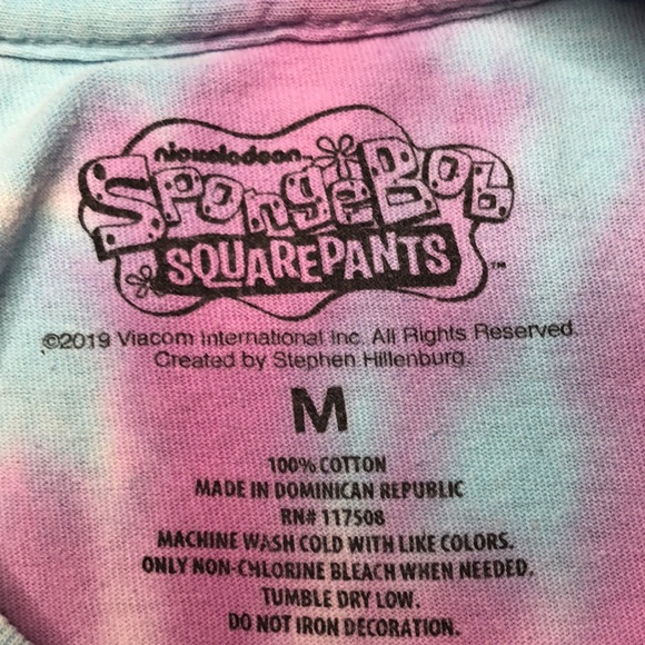 Vintage Sponge Bob Square Pants & Patrick Star tie dye cotton tee, size M - Picture 6 of 8